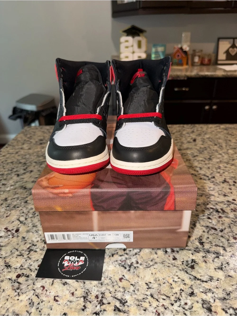 Size 4.5 Jordan 1 Retro OG High Black Toe Reimagined SKU DZ5485-106 Brand New
